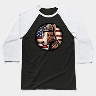 Patriotic Bull Terrier Baseball T-Shirt